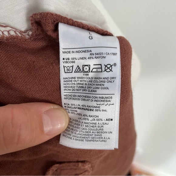 Old Navy Maplewood Brown Linen Blend Pants Wide Leg High Rise Beach Large NWT - Picture 10 of 11